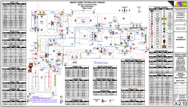 X-2.10 - DEVICE LOCATIONS PLAN - WIRE SCHEDULE - MAIN LEVEL