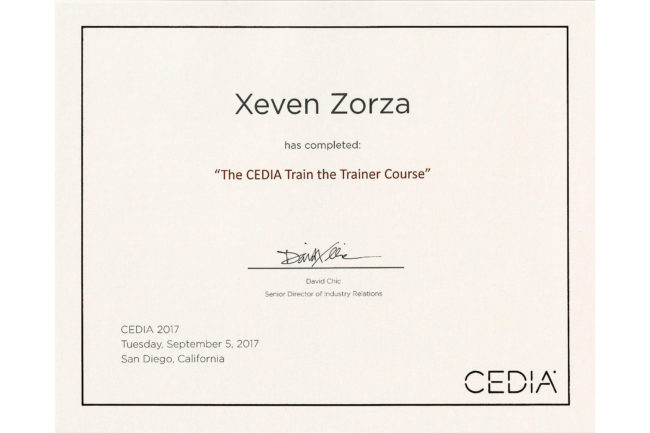 CEDIA ROI Training Certificate 2017 - Train the Trainer Course
