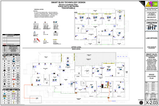 LAWOFFICE-X-2.03 - DEVICE LOCATIONS PLAN - UPPER & MAIN LEVELS
