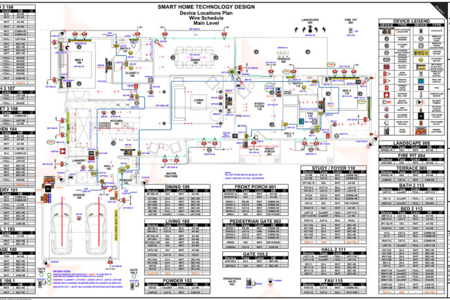 X-2.10 - DEVICE LOCATIONS PLAN - WIRE SCHEDULE - MAIN LEVEL