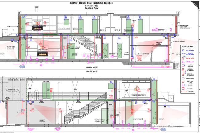 ATKDG - SWNSN - X-2.02 - CONDUIT PLAN - SECTION VIEW - UPPER & MAIN LEVELS